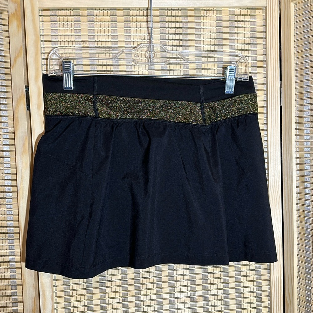Victoria's Secret VSX Sexy Sport Black Skort Gold Sparkles Small